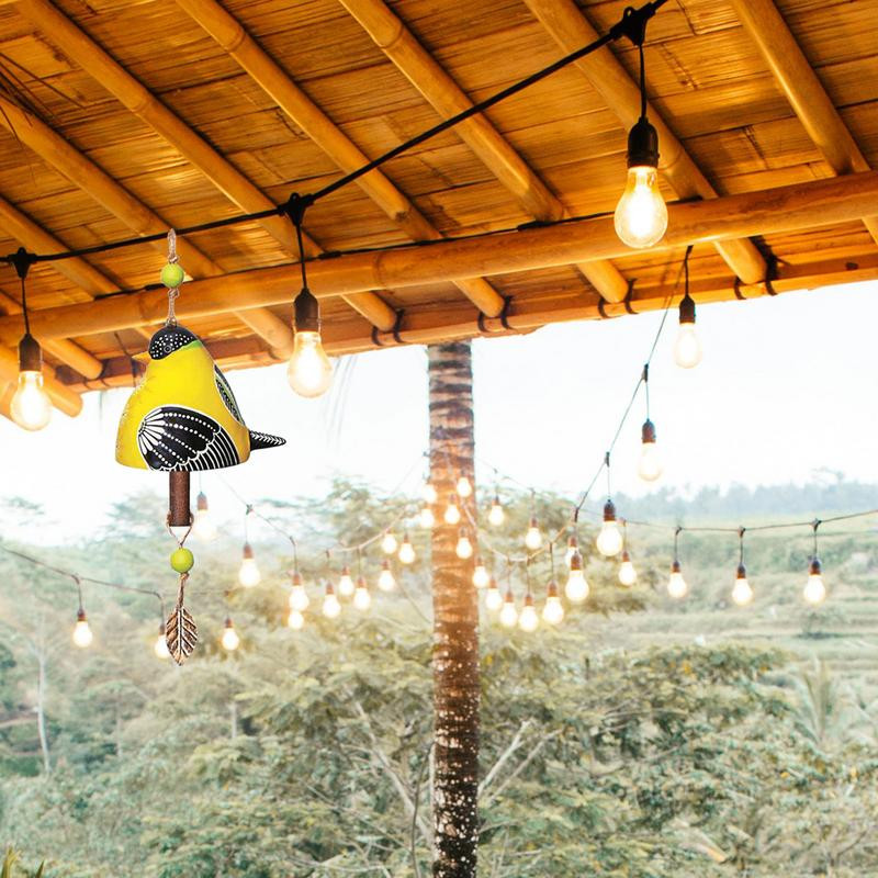 Vėjo varpeliai lauko klirensas Kūrybinis dervos paukščių giesmių varpelis, rankomis dažytas gyvūnų vėjo varpelis terasai verandoje sodo kieme