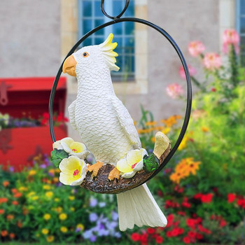 Κρεμάστε παπαγάλο άγαλμα παπαγάλου αγάλματα κήπου Γλυπτό Ρητίνη πουλί Διακόσμηση βεράντας με μεγάλη λεπτομέρεια και διακοσμητικό δέντρο εξωτερικού χώρου