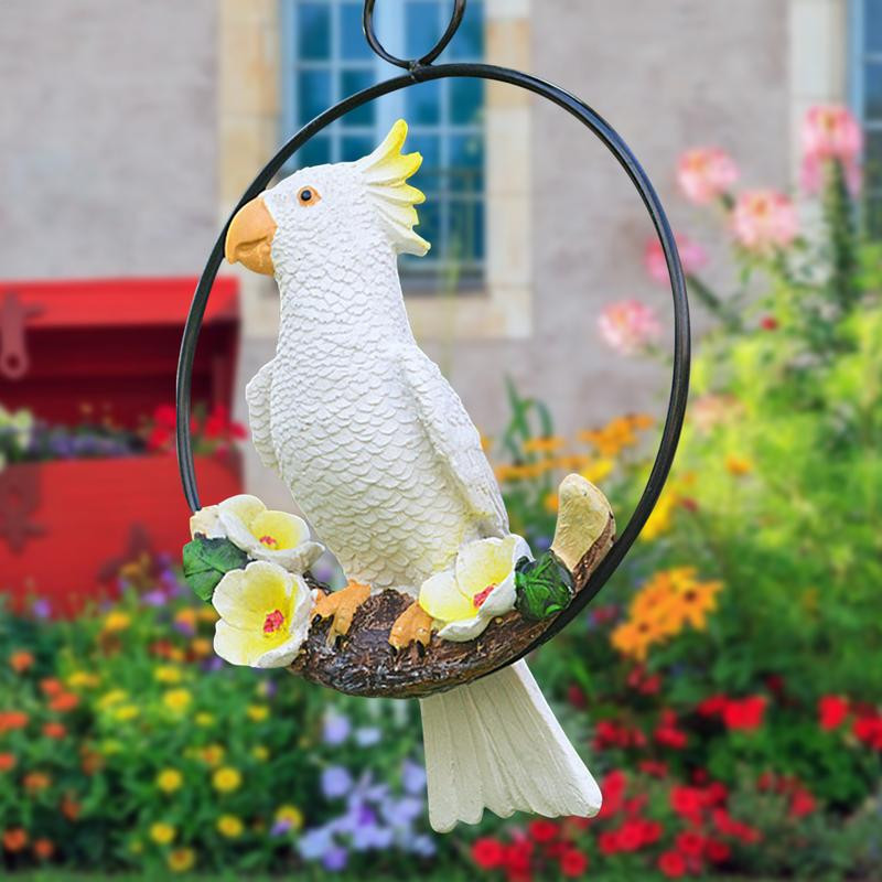 Objesite statuu papige Vrtne statue papige Skulptura od smole Ptica Ukras za terasu Vrlo detaljno i dekorativno unutarnje vanjsko stablo