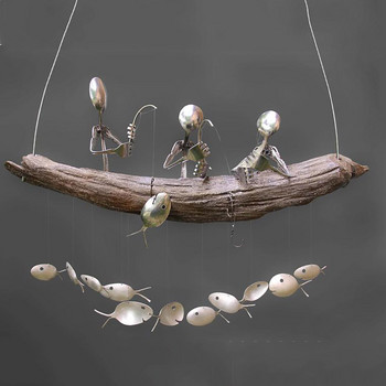 Solar Powe Hummingbird Wind Chimes Fishing Wind Three Two Spoon One Ribolov Person Разкъсани плажове Коледен орнамент с мъниста