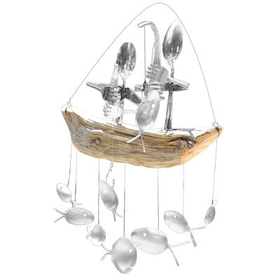 Solar Powe Hummingbird Wind Chimes Ribolov Wind Tri dvije žlice Jedan ribič Osoba Suzama umrljane plaže Božićni ukrasi s perlama
