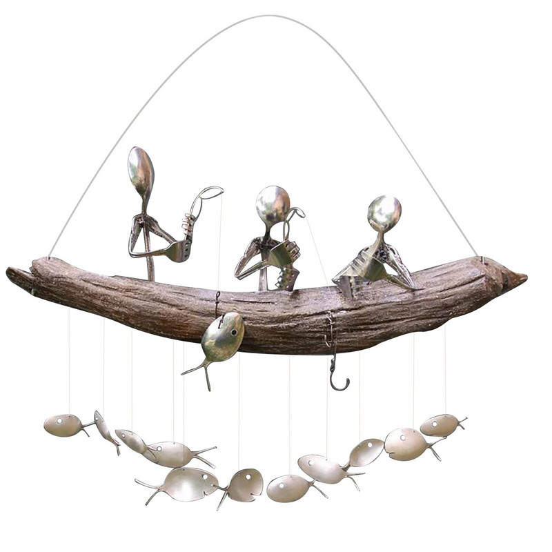 Solar Powe Hummingbird Wind Chimes Ribolov Wind Tri dvije žlice Jedan ribič Osoba Suzama umrljane plaže Božićni ukrasi s perlama