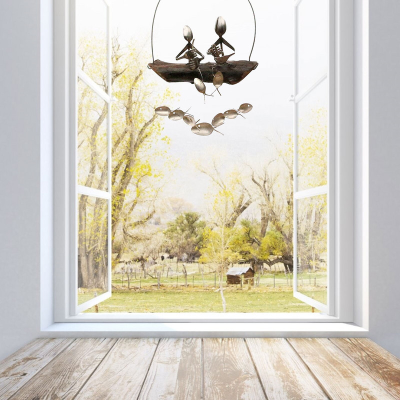 Solar Powe Hummingbird Wind Chimes Ribolov Wind Tri dvije žlice Jedan ribič Osoba Suzama umrljane plaže Božićni ukrasi s perlama