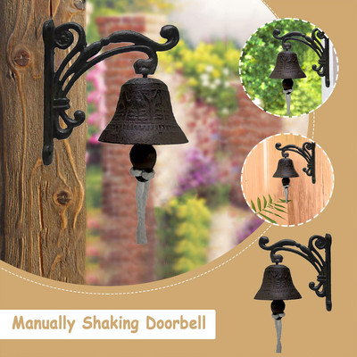 Ανάμνηση Wind Chimes Wall For Indoor Bell Antique Mounted Bird Decor Iron Bell Door Rustic Succulent Garden Ξύλινη πόρτα Άρπα