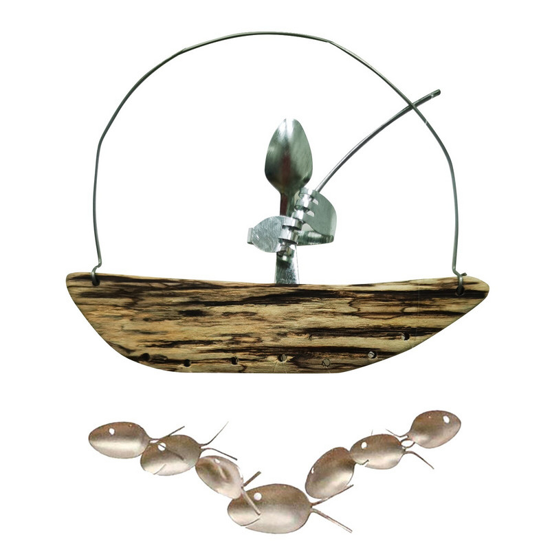 Wind Chimes Memorial Gift Ribolovna zob B Man Wind Skulptura Spoonfish Ribolov Chime Kip mopsa za van 30 ideja za darove slona