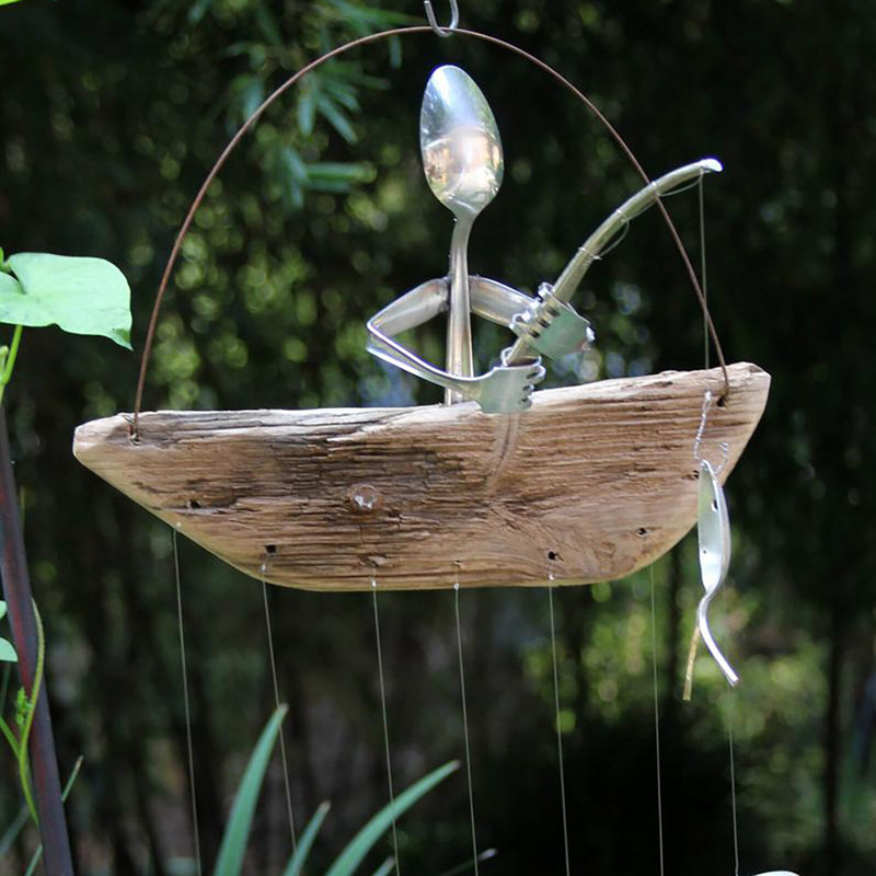 Wind Chimes Memorial Gift Ribolovna zob B Man Wind Skulptura Spoonfish Ribolov Chime Kip mopsa za van 30 ideja za darove slona