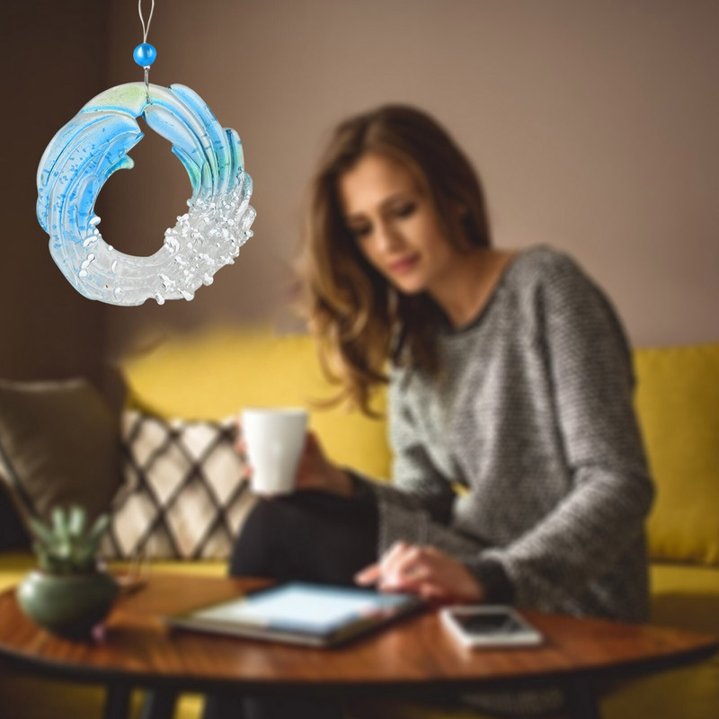 în întuneric, clopoței de vânt, 2 buc., rășină, interioare, exterior, prinderea oceanului, pentru casă, pentru fereastră, seturi de ornamente curcubeu, cu margele