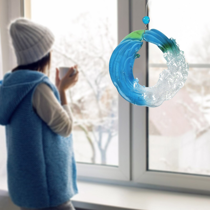 în întuneric, clopoței de vânt, 2 buc., rășină, interioare, exterior, prinderea oceanului, pentru casă, pentru fereastră, seturi de ornamente curcubeu, cu margele