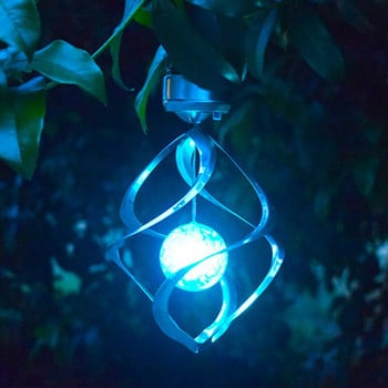 Ηλιακός τροφοδότης Wind Chime Φωτισμός LED Κρεμαστός λαμπτήρας Spinner Μεταβαλλόμενο χρώμα Saturn Wind Spinner Light Αυλή γκαζόν Διακόσμηση κήπου σπιτιού