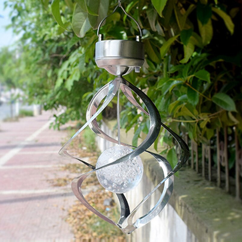 Saulės energija varomas vėjo varpelis LED apšvietimas pakabinamas suktukas lempos spalva keičiasi Saturno vėjo suktuko lemputė Vejos kiemo namų sodo dekoras