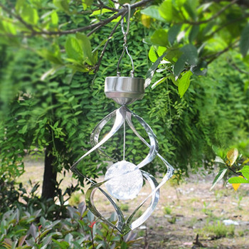 Solar Power Wind Spinner Chime Light LED Κρεμαστό φωτιστικό Spinner Αλλαγή χρώματος Saturn Spinner Light για διακόσμηση κήπου αυλής γκαζόν