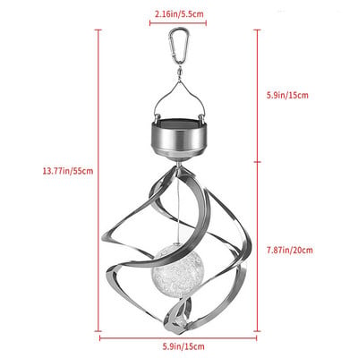Solarna energija Wind Spinner Chime LED svjetiljka Viseća svjetiljka Spinner koja mijenja boju Saturn Spinner Light za uređenje dvorišta na travnjaku