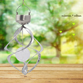 Clopoței solare rotative de vânt, agățat în spirală, cu lumină LED, ornament care schimbă culoarea, în aer liber, curte, decor