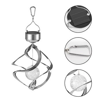 Solar Revolving Wind Chimes Κρεμαστό Spiral Wind Spinner με φως LED που αλλάζει στολίδι Εξωτερική αυλή γκαζόν Διακόσμηση σπιτιού