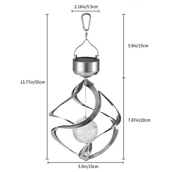 Solar Revolving Wind Chimes Κρεμαστό Spiral Wind Spinner με φως LED που αλλάζει στολίδι Εξωτερική αυλή γκαζόν Διακόσμηση σπιτιού