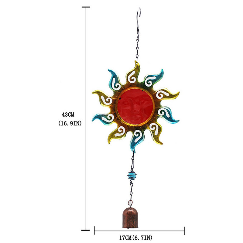 Suncokret Wind Chime Željezni ukrasi Kovana zvona Wind Wind 1PC Balkon Kreativna zvona Sunce Solarna svjetlost Kolibri za biljke