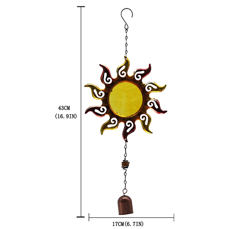 Suncokret Wind Chime Željezni ukrasi Kovana zvona Wind Wind 1PC Balkon Kreativna zvona Sunce Solarna svjetlost Kolibri za biljke