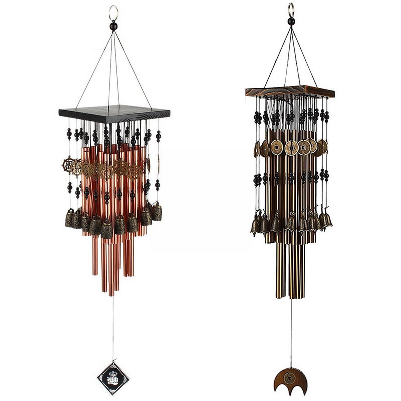 Lemn, metal, aluminiu, tub, clopoței de vânt cu mai multe conducte, clopote din bronz, ornamente pentru balcon, roșu, cupru, în aer liber, casă L7L9