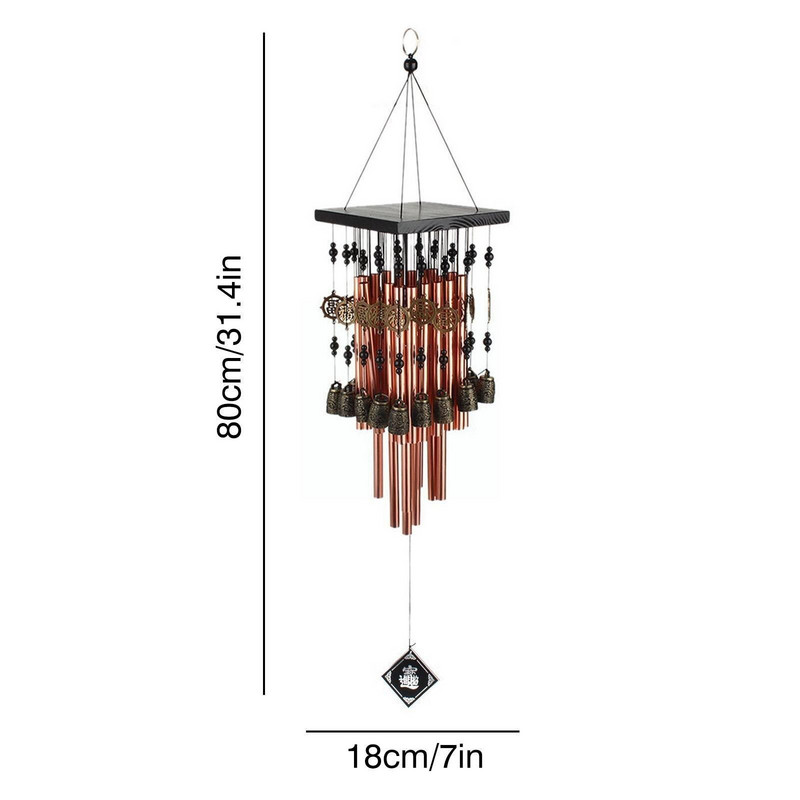 Lemn, metal, aluminiu, tub, clopoței de vânt cu mai multe conducte, clopote din bronz, ornamente pentru balcon, roșu, cupru, în aer liber, casă L7L9