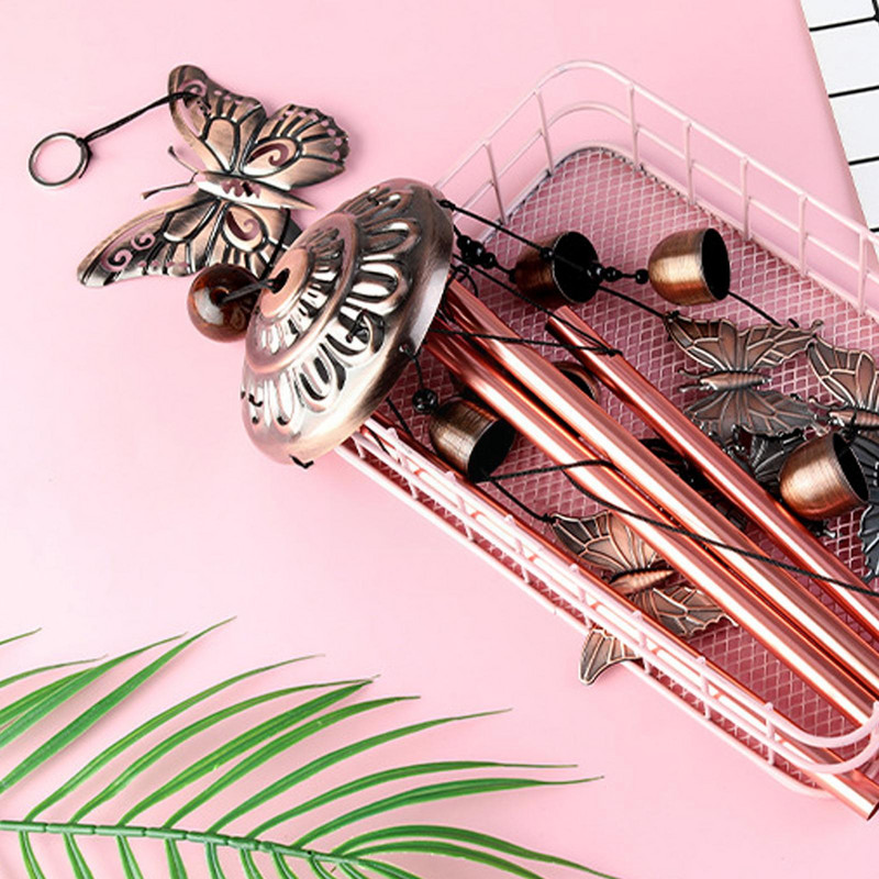 Vintage metallist tuulekella lind liblikas pastoraalne retro aed vasest rippuv toru stiilis kellamäng ripats õues kella ripats J6J3