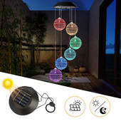 Saulės vėjo varpelis disko rutulinis LED spalvų keitimo šviesa, vandeniui atspari lauko pakabinama lempa Sodo kiemo apdaila Saulės energija