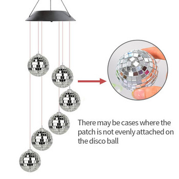 Слънчев вятър Chime Диско топка LED променяща цвета светлина Водоустойчива външна висяща лампа Градина Декорация на двора Слънчева енергия