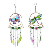 Vidiniai lauko metaliniai vėjo varpeliai, 3D laumžirgiais dažyti papuošalai, memorialinis vėjo varpelis namų kiemui, verandoje, sodo kieme