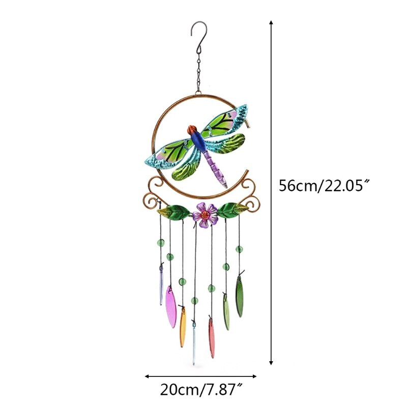 Vidiniai lauko metaliniai vėjo varpeliai, 3D laumžirgiais dažyti papuošalai, memorialinis vėjo varpelis namų kiemui, verandoje, sodo kieme