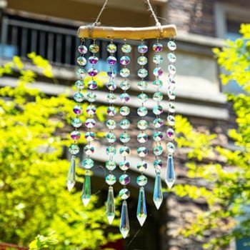 Προβολή! Κρεμαστό παράθυρο Rainbow Maker Glass Crystal Mobile Wind Chimes Δώρο διακόσμησης τοίχου σπιτιού