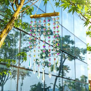 Προβολή! Κρεμαστό παράθυρο Rainbow Maker Glass Crystal Mobile Wind Chimes Δώρο διακόσμησης τοίχου σπιτιού