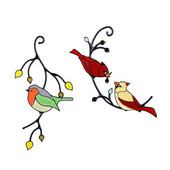 Zavjese za prozore od obojenog stakla Dvije ptice u panelima od obojenog stakla Viseće ploče od vitraja Suncacthers