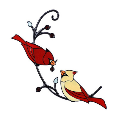 Zavjese za prozore od obojenog stakla Dvije ptice u panelima od obojenog stakla Viseće ploče od vitraja Suncacthers