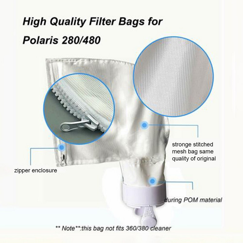 2kom za Polaris 280 480 Pool automatski čistač lišća Bag dijelovi 2kom mulja Višenamjenski Pool Sweep Vacuum Suction Machine Vreće novo