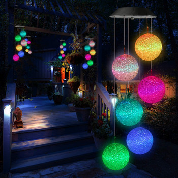 Solar Wind Chime Changing Ball Wind Chimes LED Decor Αδιάβροχα διακοσμητικά φώτα εξωτερικού χώρου για πάρτι αυλής κήπου