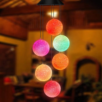 Solar Wind Chime Changing Ball Wind Chimes LED Decor Αδιάβροχα διακοσμητικά φώτα εξωτερικού χώρου για πάρτι αυλής κήπου