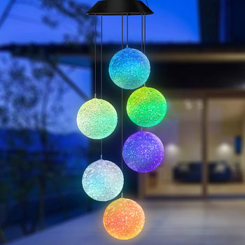 Solar Wind Chime Changing Ball Wind Chimes LED Decor Αδιάβροχα διακοσμητικά φώτα εξωτερικού χώρου για πάρτι αυλής κήπου