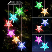 Žvaigždės formos saulės vėjo varpelių žibintai, 2022 m. Kalėdų memorialiniai vėjo varpeliai, mobilūs lauko dekoravimo kiemo namų sodo dekoracijos