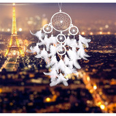 Csengettyűk Kör alakú kézműves álom dekoráció tollak fal fehér fogó függő dekoráció homokkert macskakaktusz élő szabadtéri nagy