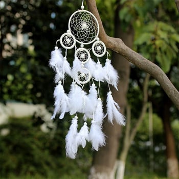 Chime Bells Circular Craft Dream Decor Φτερά τοίχου White Catcher Κρεμαστά Διακόσμηση Άμμος Κήπος Γάτα Κάκτος Ζωντανή Υπαίθρια Μεγάλα