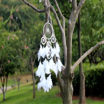 Chime Bells Circular Craft Dream Decor Φτερά τοίχου White Catcher Κρεμαστά Διακόσμηση Άμμος Κήπος Γάτα Κάκτος Ζωντανή Υπαίθρια Μεγάλα