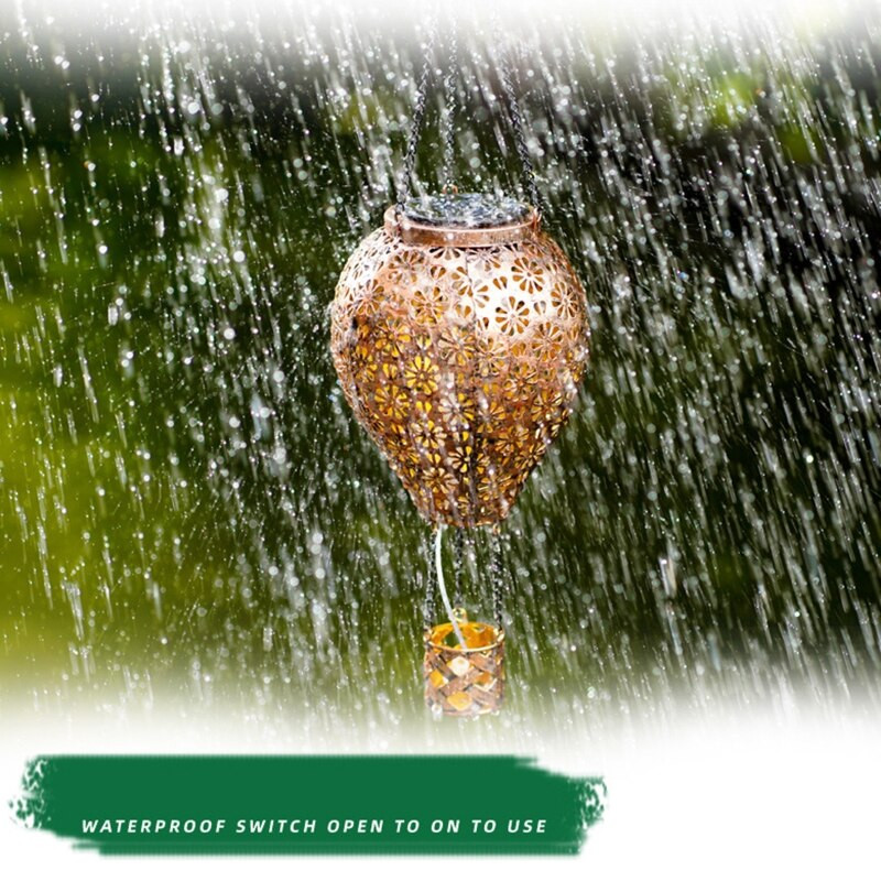 Balon na vrući zrak sa solarnim svjetlima Vodootporna ukrasna metalna svjetiljka Vanjski vrtni ukrasi za travnjak dvorišne verande