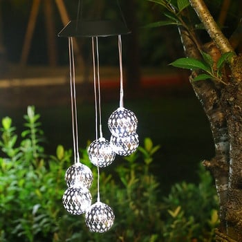 Solar Wind Chime Lights Φωτιστικό κήπου εξωτερικού χώρου Διακόσμηση καθρέφτη σφαιρικό φωτιστικό αδιάβροχο κρεμαστό φωτιστικό Pathway Festival Chime Deco