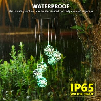 Solar Wind Chime Lights Φωτιστικό κήπου εξωτερικού χώρου Διακόσμηση καθρέφτη σφαιρικό φωτιστικό αδιάβροχο κρεμαστό φωτιστικό Pathway Festival Chime Deco