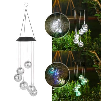 Solar Wind Chime Lights Φωτιστικό κήπου εξωτερικού χώρου Διακόσμηση καθρέφτη σφαιρικό φωτιστικό αδιάβροχο κρεμαστό φωτιστικό Pathway Festival Chime Deco