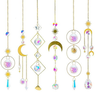 Kabantys 6 vnt Star Moon Shape vakarėlio dekoravimo reikmenys Subtilus saulės gaudyklės lango sodo vakarėlio pakabuko dekoras