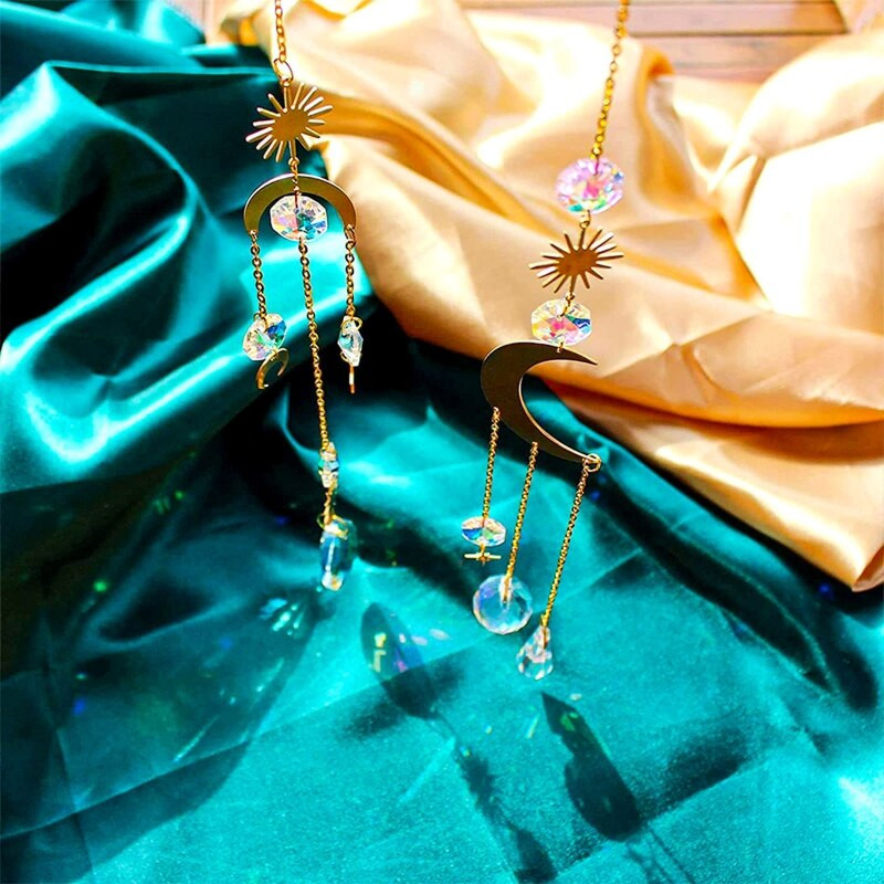 Kabantys 6 vnt Star Moon Shape vakarėlio dekoravimo reikmenys Subtilus saulės gaudyklės lango sodo vakarėlio pakabuko dekoras