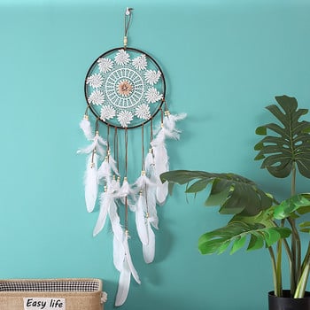 Λευκό Dream Catcher Διακόσμηση Δωματίου με φτερά ύφανση που πιάνει το όνειρο Χριστουγεννιάτικο δώρο Wind Chimes Θρησκευτική μασκότ Ινδικού στυλ