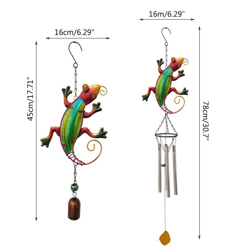 Metal Art Lizard Wind Chimes Bells Unutarnji vanjski dekor od obojenog stakla Wind Chimes K0AB