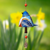 Paukščių varpelio vėjo varpeliai, rankomis dažyti lauko sodo dekoro patvarūs durų pakabos Išskirtiniai dekoratyviniai pakabukas zylė kiemui