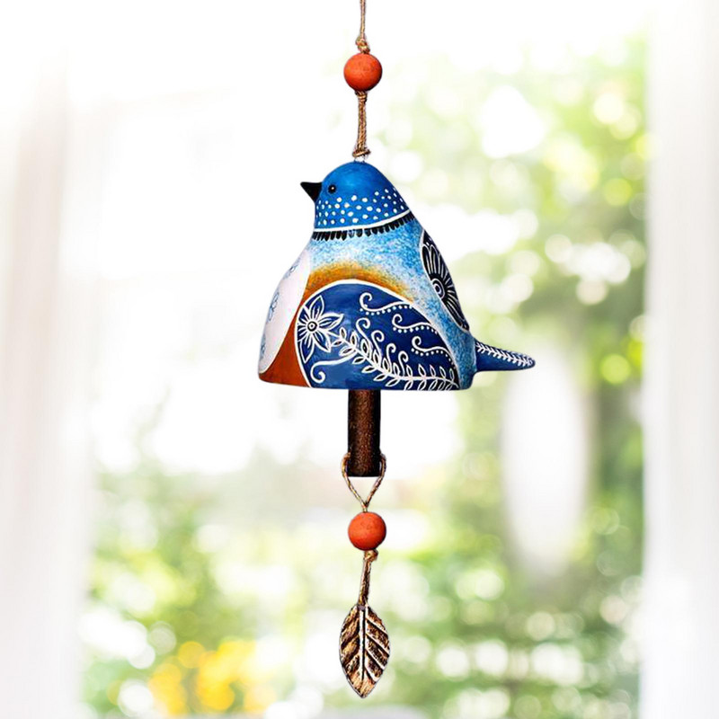 Paukščių varpelio vėjo varpeliai, rankomis dažyti lauko sodo dekoro patvarūs durų pakabos Išskirtiniai dekoratyviniai pakabukas zylė kiemui